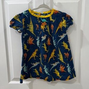 Dinosaur Print Kids Dress - Blue and Yellow